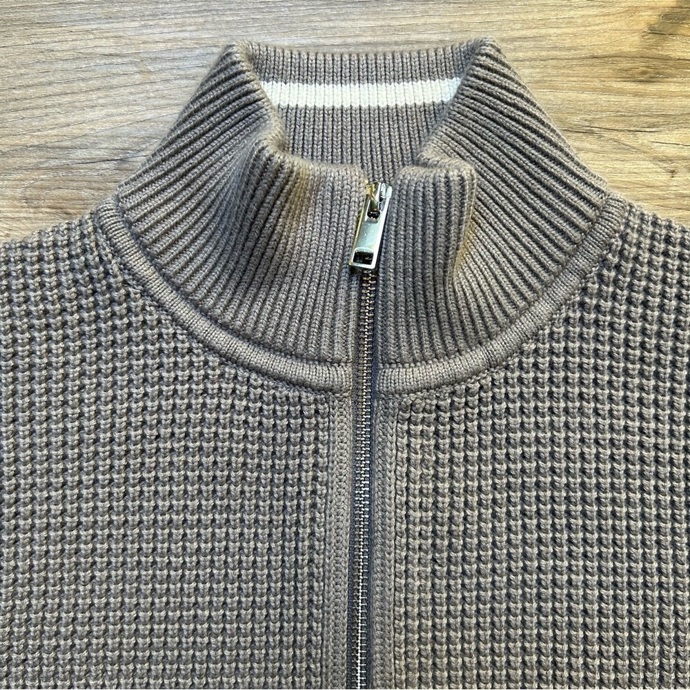 Theory | Gary Full Zip Jacket, Heavyweight Knit in Force Grey/Ivory (S) - Picture 3 of 16